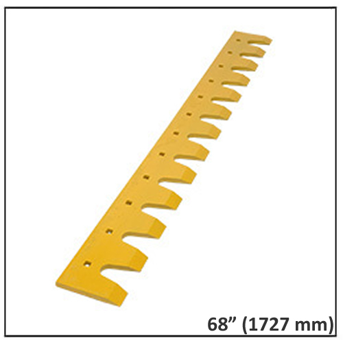 Perno de 68" (1727 mm) en el borde de corte del cucharón dentado